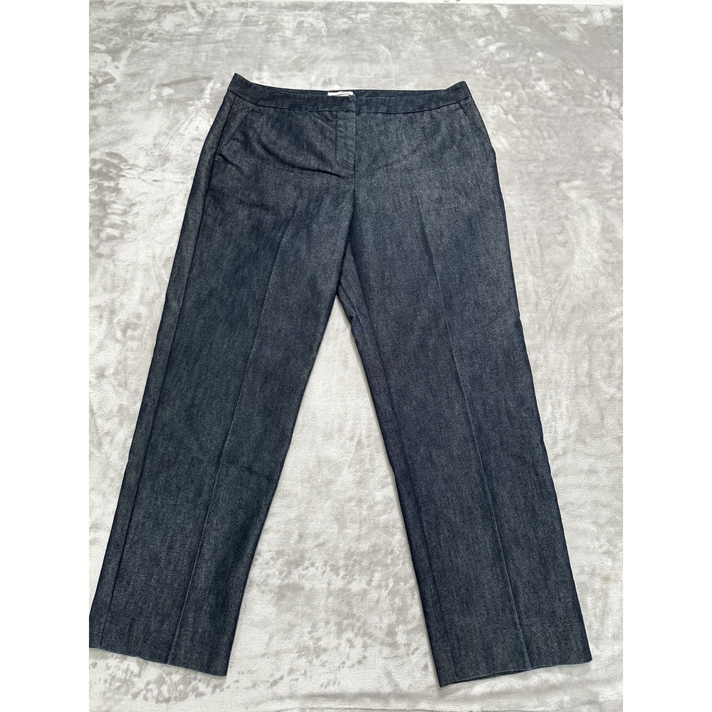 Halogen Pants Womens Size 12 Navy Straight Leg 7" Tailored Fit Chino Casual EUC